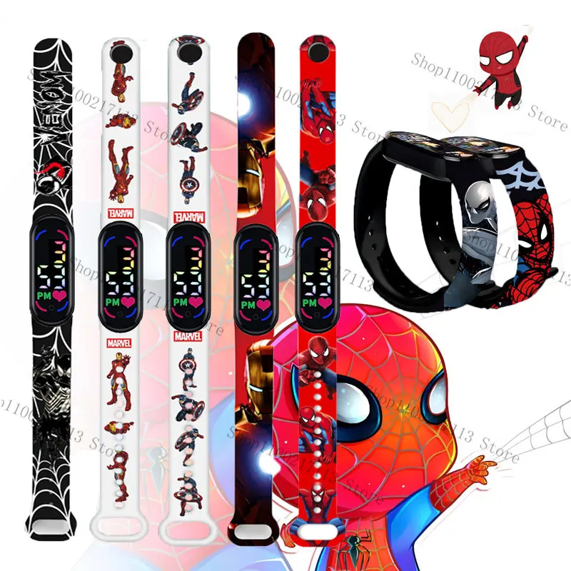 Top Trends: New Cartoon Children's Watch Anime Figure Spiderman Iron Man Print LED Electronic Waterproof Sports Bracelet Watch Kids Gifts Shoppable Styles