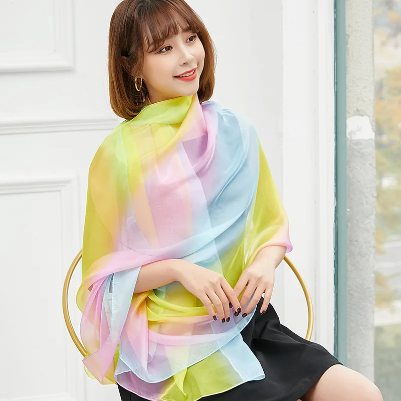 Top Trends: Chiffon Rainbow Colorful Scarf Women's Arn Scarf Dance Silk Scarf Oversized Beach Scarf Shawl Four SeasoYns Shoppable Styles - Image 5