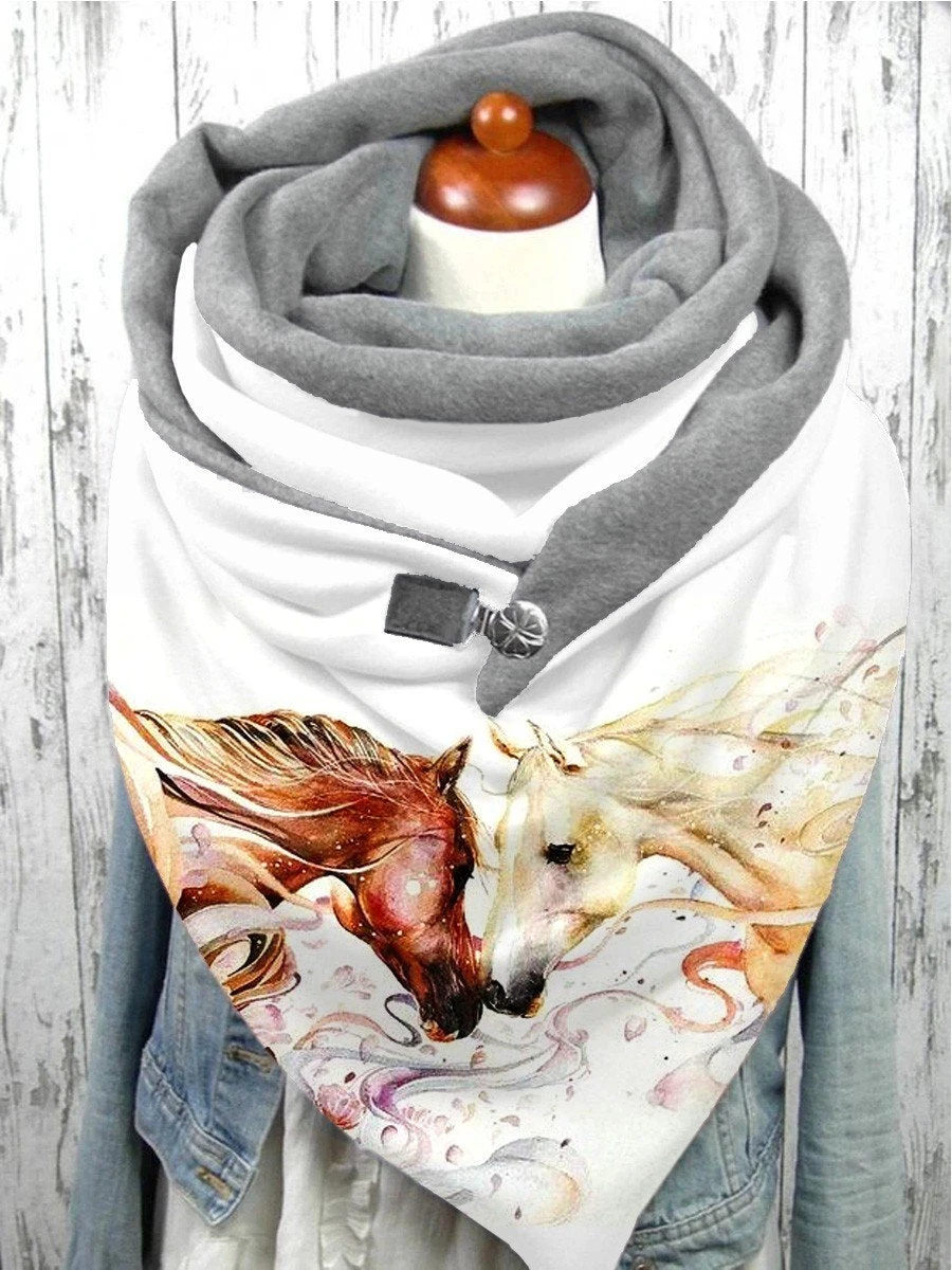 Top Trends: Horse Butterfly Watercolor Art Print 3D Printed Scarf And Shawl Warm For Women Shoppable Styles