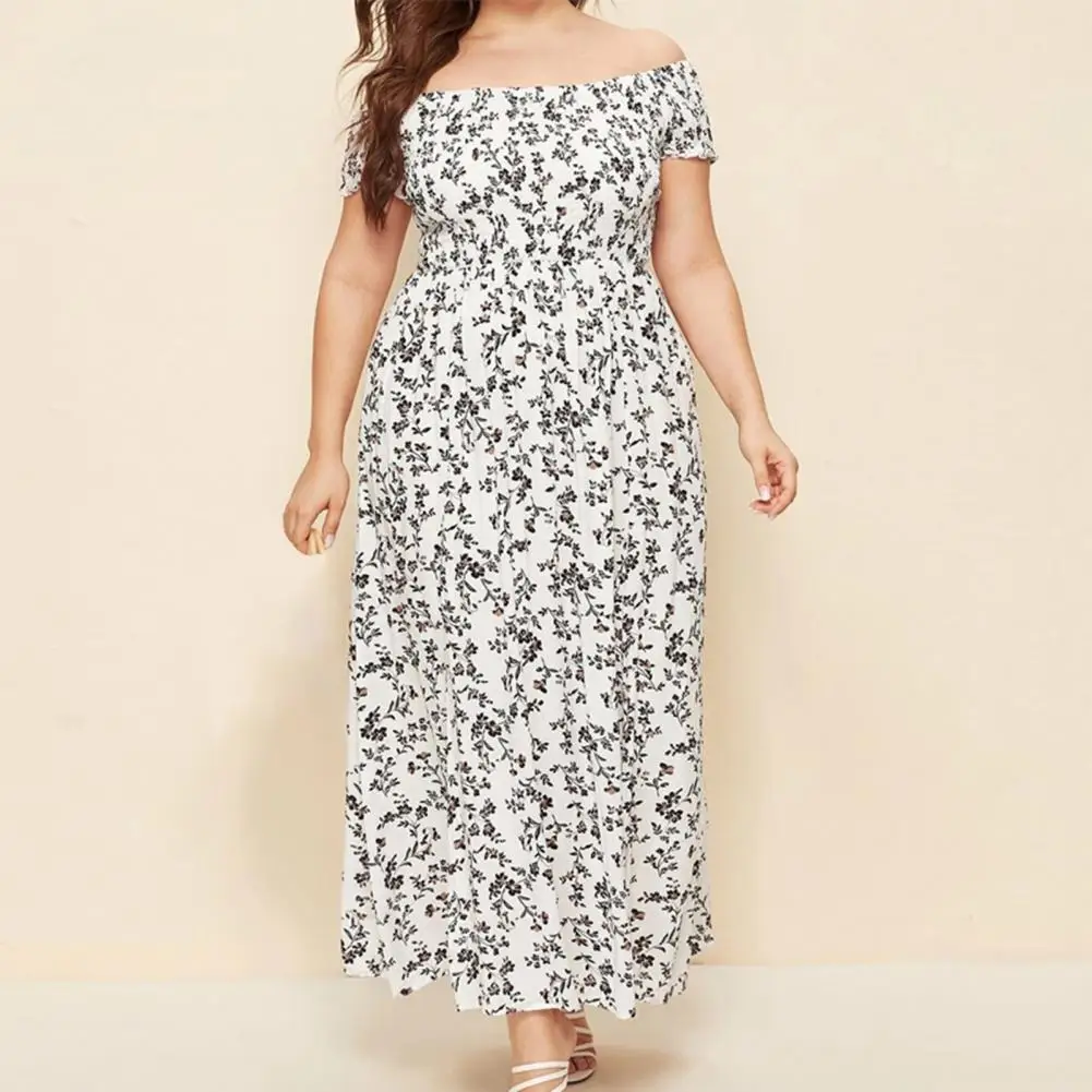 Top Trends: Plus Size Maxi Dress Elastic Chest Wrapped Fine Sewing Long Dress Bohemia Style Off Shoulder Long Dress Shoppable Styles - Image 3