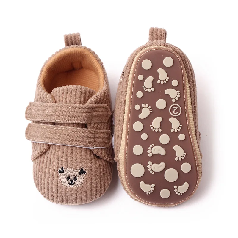 Top Trends: BeQeuewll Baby Girls Boys Suede Shoes Anti-Slip Soft Sole Cartoon Bear Shoes Toddler First Walking Shoes For 3-11 Months Shoppable Styles - Image 3