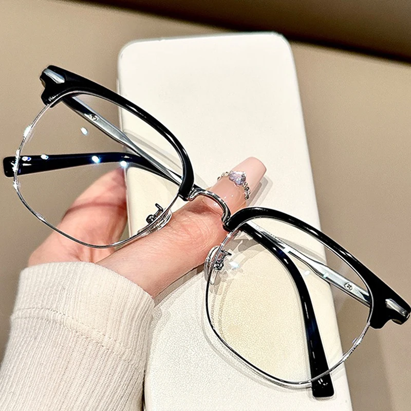 Top Trends: Fashion Classic Semi Rimless Anti Blue Light Blocking Glasses Men Square Ray Filter Eyeglasses Frames Computer Women Goggles Shoppable Styles