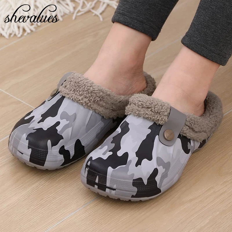 Top Trends: Shevalues Plush Fur Clogs Slippers For Women Men Winter Soft Furry Slippers Waterproof Garden Shoes Multi-Use Indoor Home Shoes Shoppable Styles