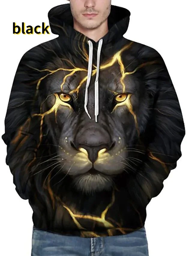 Top Trends: Fashion Animal 3D Graphic Tiger / lion 3D Print Hoodies Fashion Casual Long Sleeved Pullover Sweatshirts Shoppable Styles - Image 3