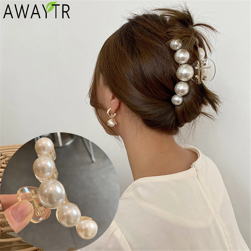 Top Trends: AWATYR 2021 New Hyperbole Big Pearls Acrylic Hair Claw Clips Big Size Makeup Hair Styling Barrettes For Women Hair Accessories Shoppable Styles