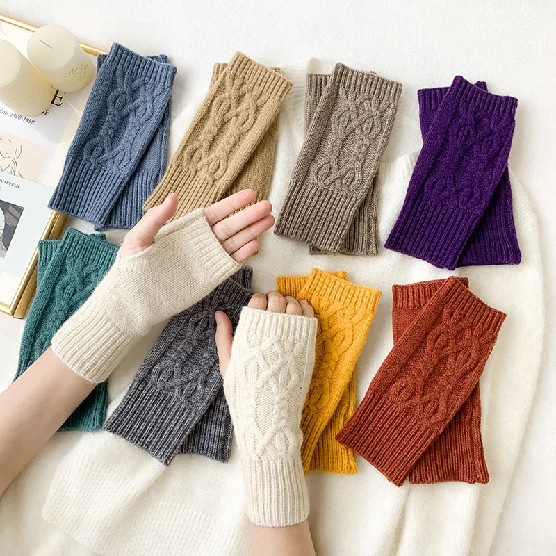 Top Trends: Half Finger Knitted Gloves Autumn Winter Warm Wool Fingerless Gloves Men Women All-Match Soft Wrist Gloves Mittens Warmers Shoppable Styles