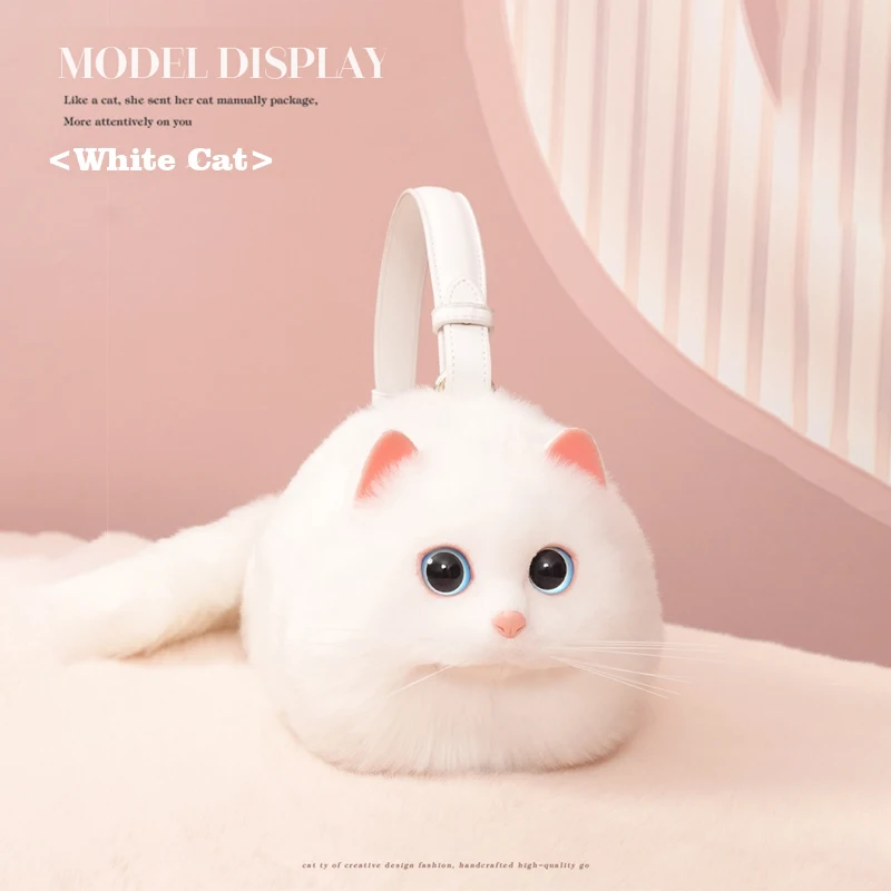 Top Trends: 2023 New Fashion Plush Bag Women Animal Mini White Cat Shoulder Bag Girls Cute Fur Mobile Phone Bag Ladies Female Purse Chain Shoppable Styles - Image 2