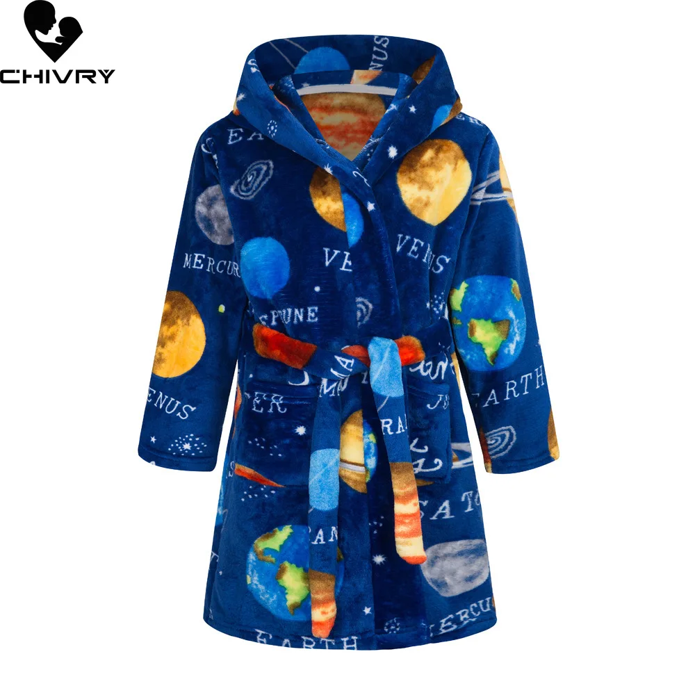 Top Trends: New Autumn Winter Kids Hooded Flannel Bathrobe Baby Bath Robes Boys Girls Cute Cartoon Soft Warm Pajamas Long Sleeve Towel Robe Shoppable Styles