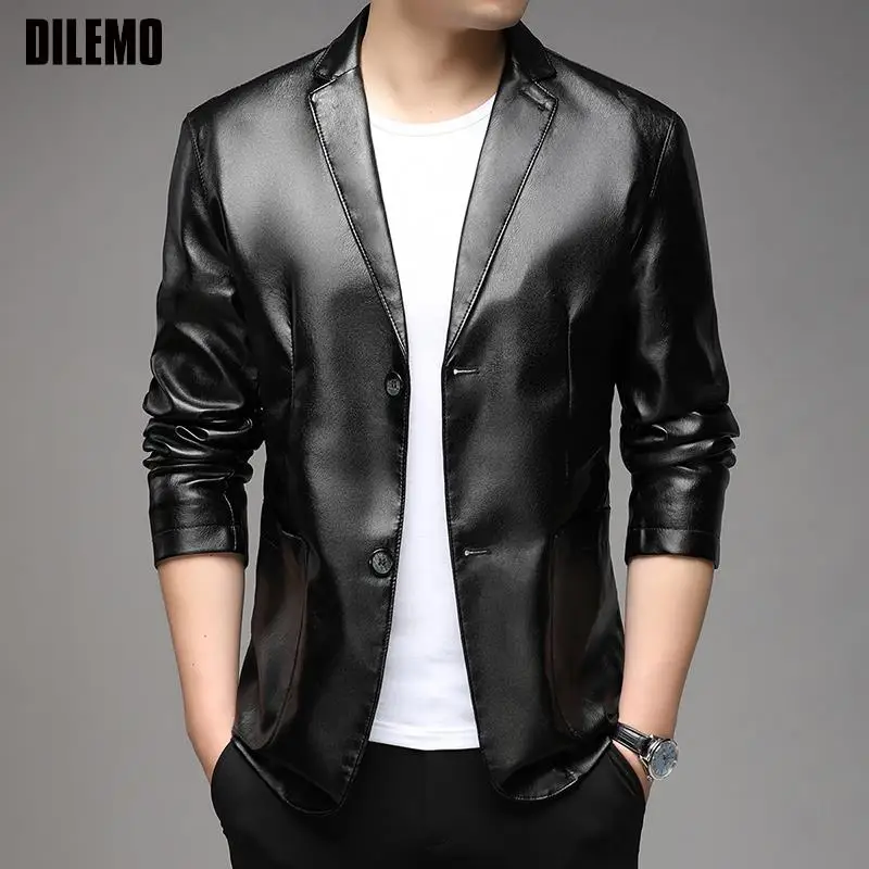 Top Trends: DILEMO Leather Coats Men Top Grade New Fall Winter Designer Casual Fashion Faux PU Jacket Black Motorcycle Coats Men Clothing Shoppable Styles