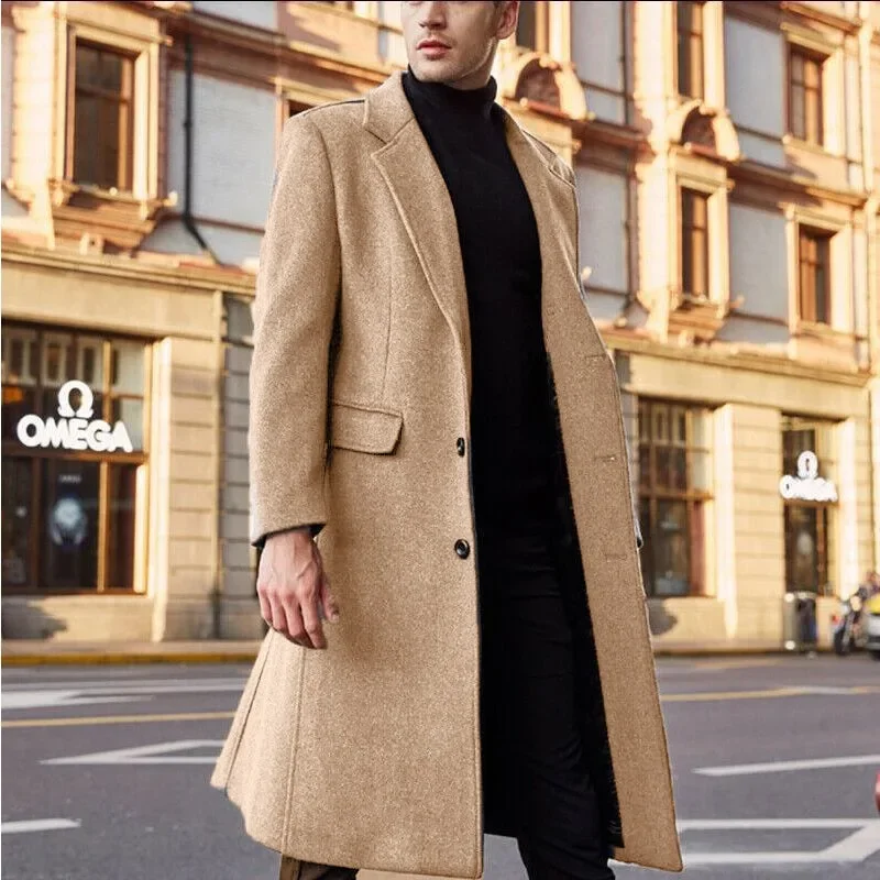 Top Trends: 2023 Autumn And Winter New Men&#039;s Long Solid Windbreaker Woolen Coat Warm Fit Coats Handsome Man Long Korean Coat Men Shoppable Styles