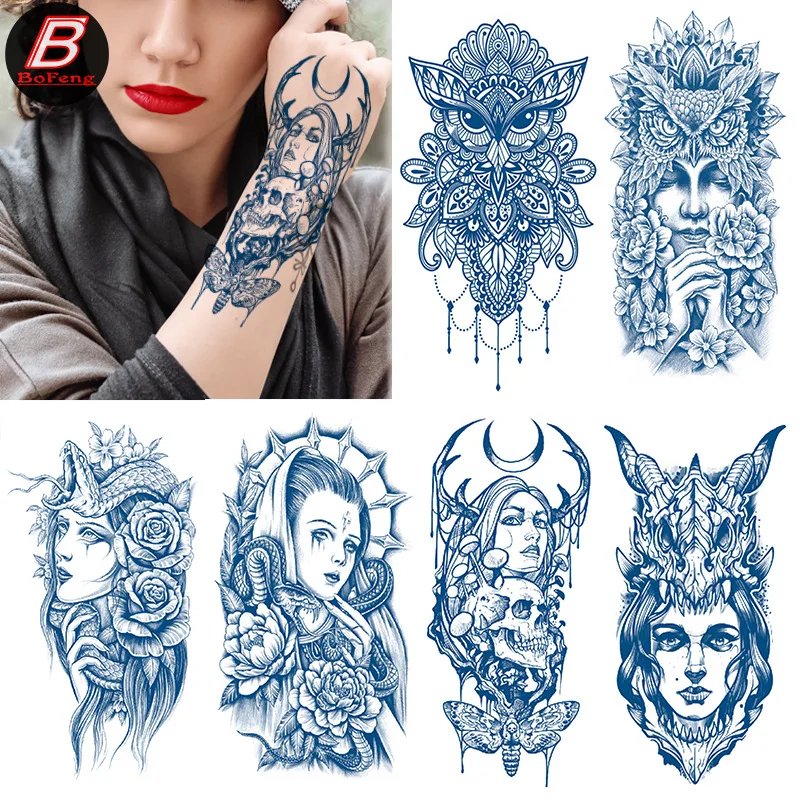 Top Trends: 40 Different Styles Tatoo Stickers Waterproof Temporary Gradient Tattoo Patch Herbal Juice Tattoo Patch Geisha Flower Shoppable Styles