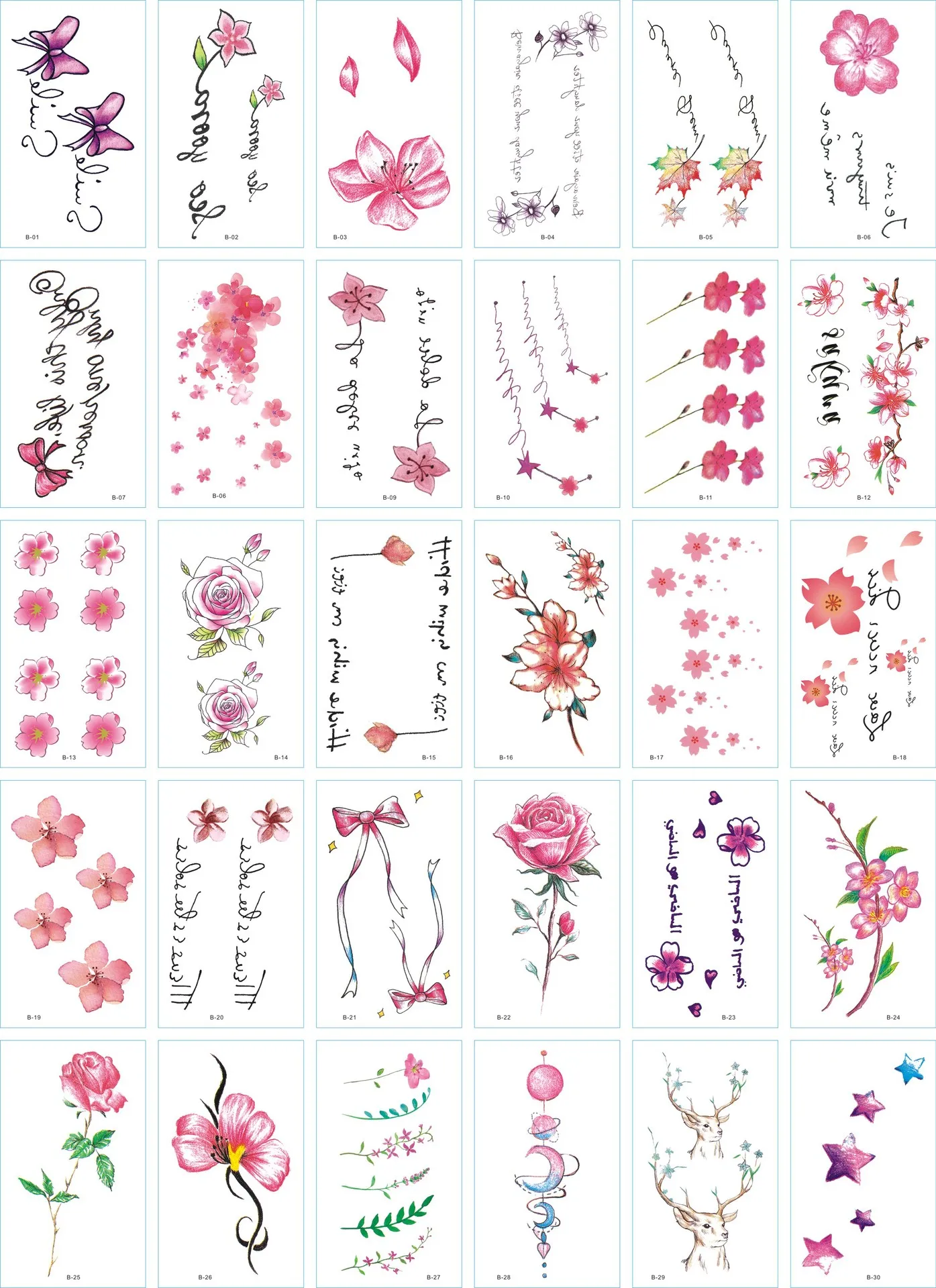 Top Trends: 30Pcs / Set No Repeat Temporary Tattoo Stickers Waterproof Arm Clavicle Body Art Fake Tattoo Decals Female Tattoo Shoppable Styles