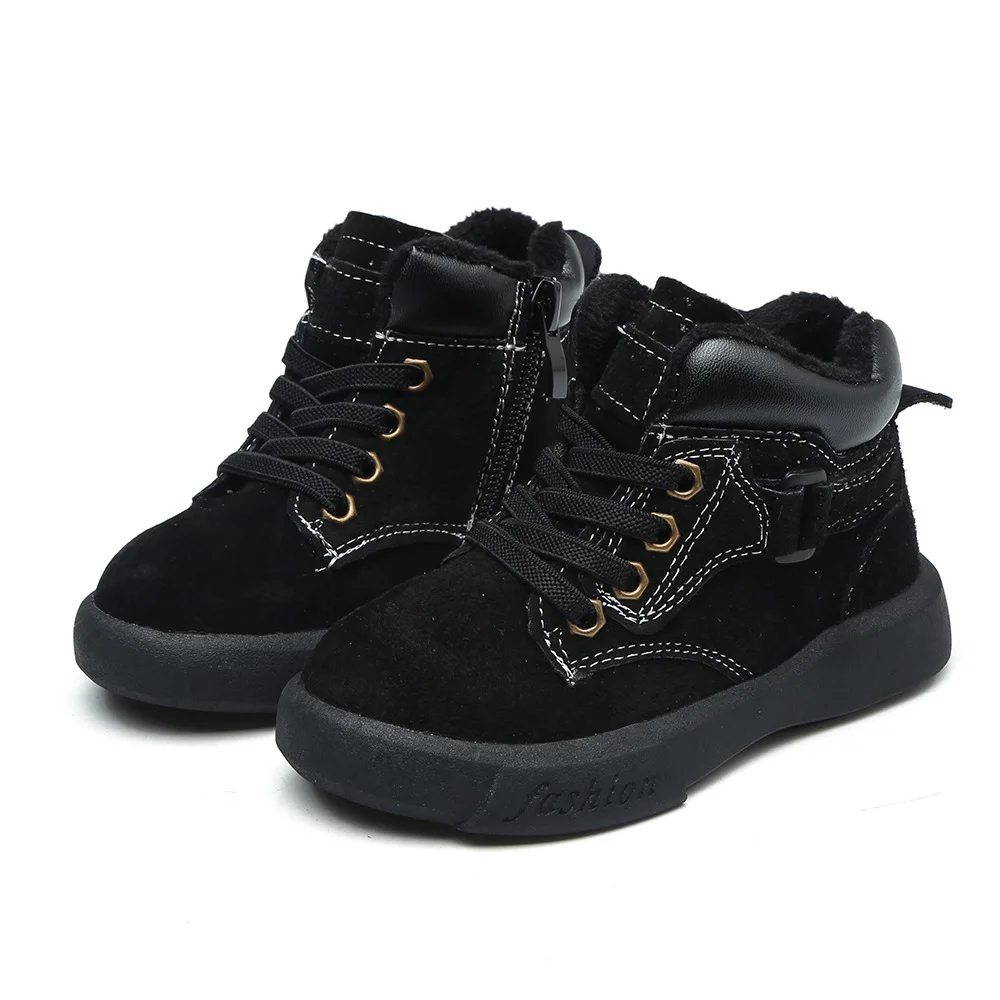 Top Trends: Claladoudou 12-16cm Brand Leather Boys Girls Sneakers Boots Yellow Black Motorcycle Boots Shoes Warm Winter Shoes, Ankle Boots Shoppable Styles - Image 4