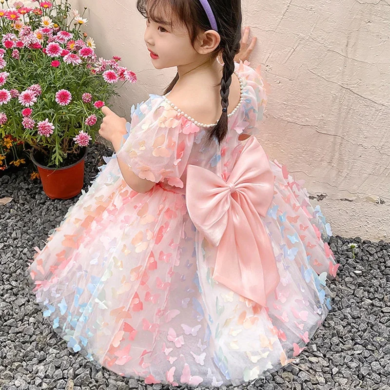 Top Trends: Toddler Girl Wing Dress Birthday Party Colorful Clothes Bow Cute Baby Gown Kids Elegant Princess Butterfly Mesh Dress For Girls Shoppable Styles