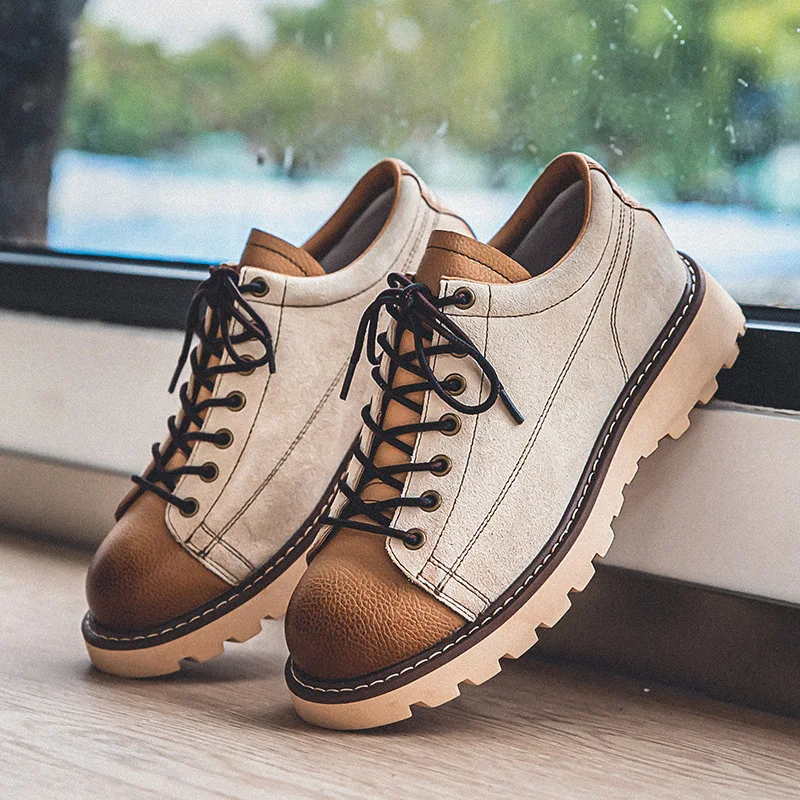 Top Trends: Men Leather Casual Shoes Comfortable Platform Shoes Suede Genuine 2023 British Style Lace-Up Shoes Outdoor Low Ankle Men Shoer Shoppable Styles