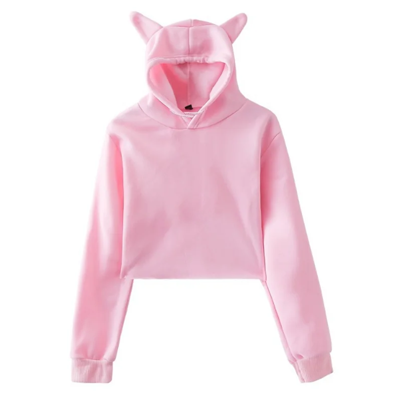 Top Trends: Women's Pink Sexy Casual Fleece Cropped Hoodie Long Sleeve Pullover Hoodie Purple Loose Oversized Sweatshirt Harajuku Streetwear Shoppable Styles