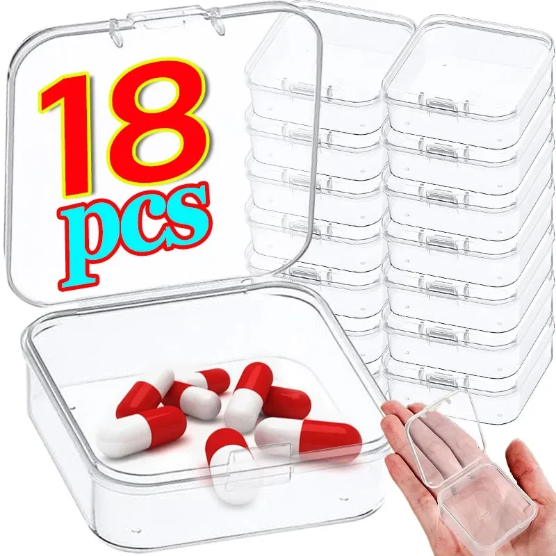 Top Trends: Clear Mini Flip Cover Storage Box Transparent Square Plastic Boxes Pill Packaging Carrying Cease Jewelry Organizer Dustproof Shoppable Styles