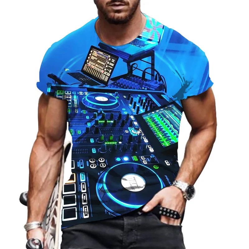 Top Trends: 2024 DJ T Shirt For Men 3d Cd Print Short Sleeve Tops Nightclub Music T-shirts Oversized Tee Shirt Men Clothing Party Rock Tops Shoppable Styles