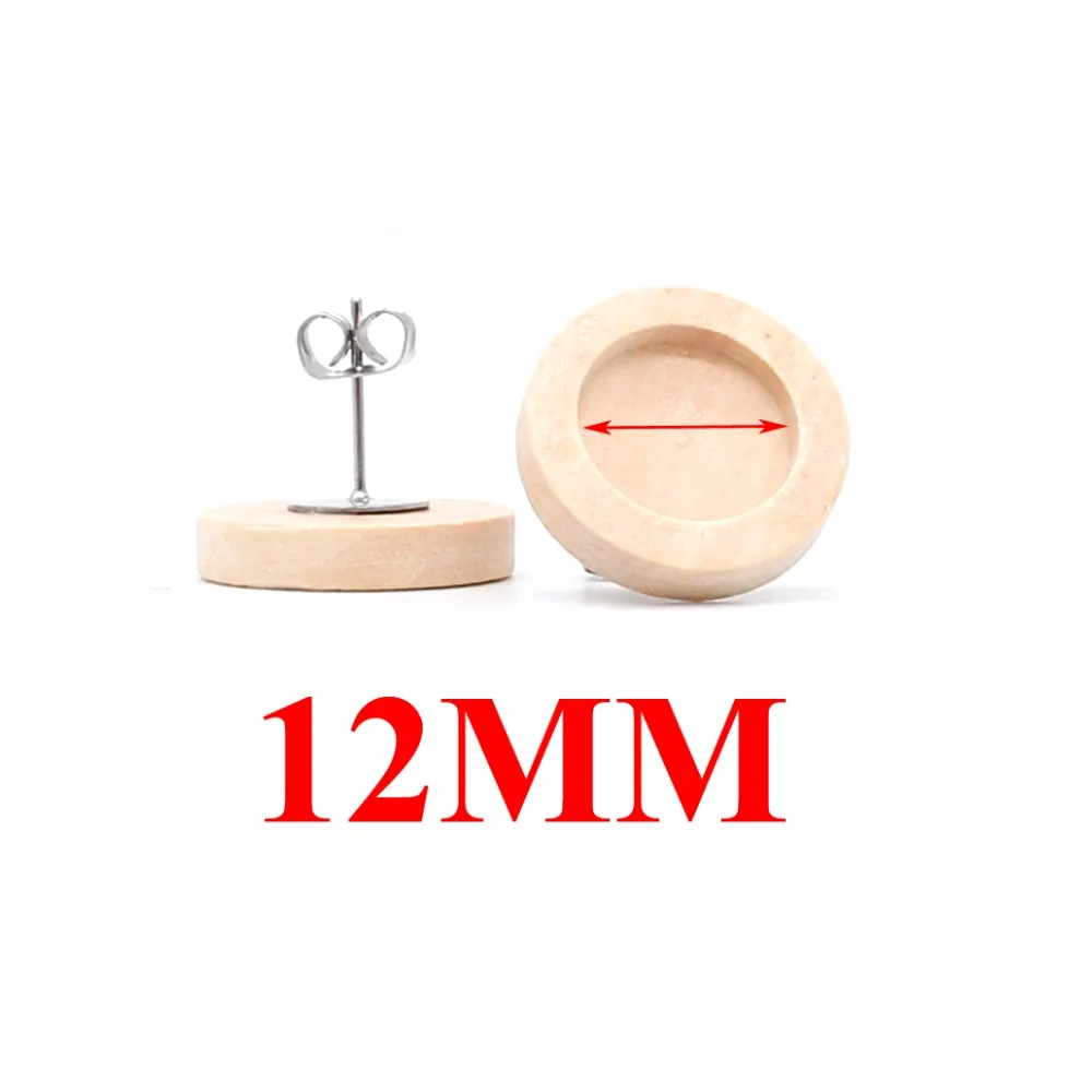 Top Trends: 20pcs Blank Wood Cabochon Earring Base High Quality Stainless Iron Earring Studs(with Ear Plug) Base, Fit 12mm Glass Cabochons Shoppable Styles - Image 6