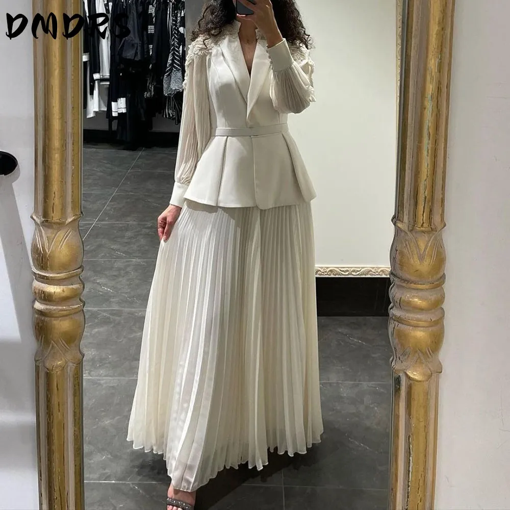 Top Trends: Chiffon Long Sleeves Prom Dresses Beadings Pleated Party Gowns Special Banquet Club Vestidos De Fiesta Evening Dress Shoppable Styles