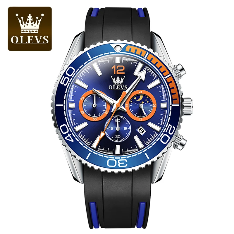 Top Trends: OLEVS Watches For Men Fashion Brand 44MM Big Dial Quartz Watch Mens Silica Gel Wrist Watch Waterproof Luminous Chronograph Watch Shoppable Styles