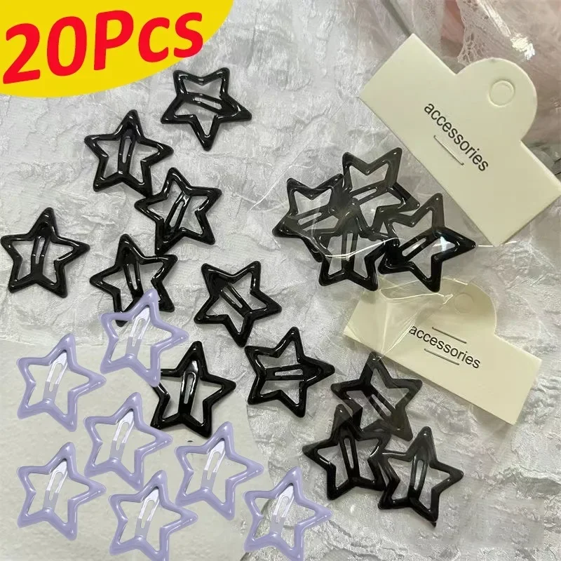 Top Trends: Fashion Y2k Black Gray Star Hair Clips For Girls Oil Drop Metal Barrettes Hairpins Cute Headwear Women Korean Hair Accessoires Shoppable Styles