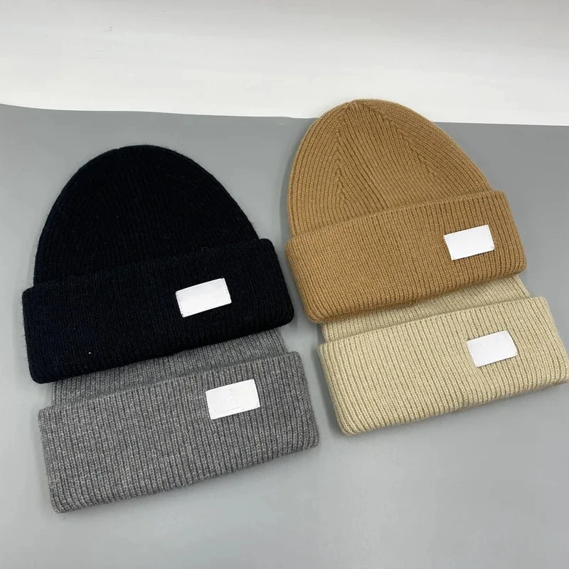 Top Trends: 2023 Solid Knitted Beanies Caps For Women Warm Female Letter Cloth Thick Knitted Hats Autumn Winter Outdoor Sport Warm Cap Shoppable Styles