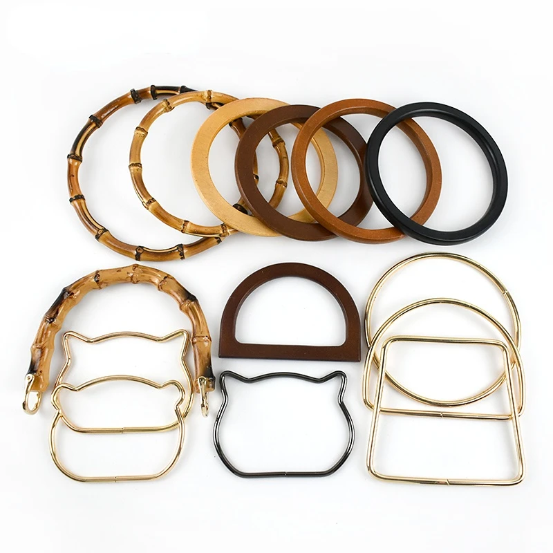 Top Trends: 1Pc Round D-shaped Wooden Bag Handle Metal Ring Handbag Handles Replacement DIY Purse Luggage Handcrafted Accessories Bag Making Shoppable Styles