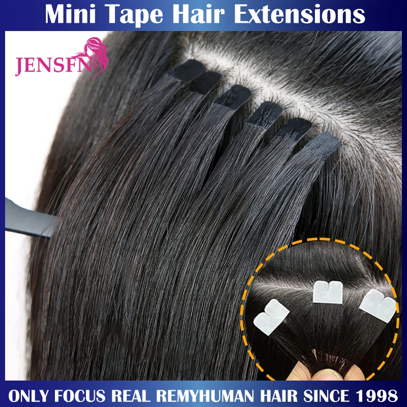 Top Trends: JENSFN Mini Tape In Hair Extensions 100% Remy Natural Human Hair 16&quot;-26&quot;Inch Straight Seamless PU Skin Weft Tape Ins For Salon Shoppable Styles