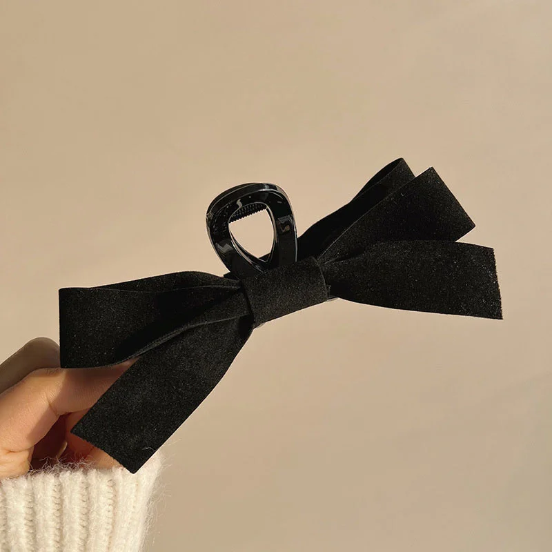 Top Trends: Black Bowknot Hair Clip For Girls Korean Style Versatile Large Hair Claw Ribbon Hairpin Woman Popular 2023 Summer Accessories Shoppable Styles - Image 6