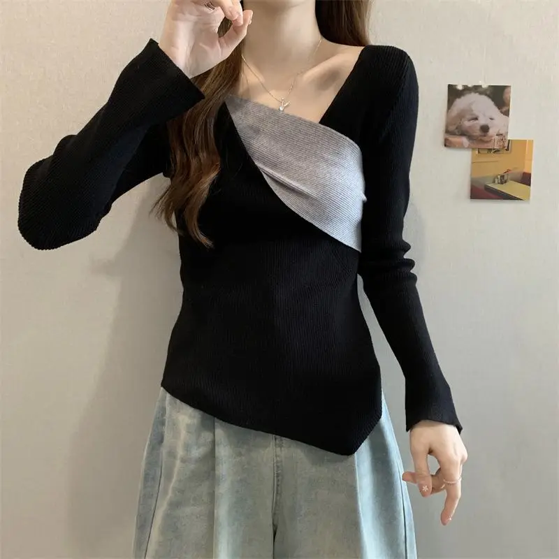 Top Trends: 2023 New Spring And Autumn Fashion Commuting Simplicity Oversize Design Sense Small Fragrance Contrast Bottom T-shirt Female Shoppable Styles