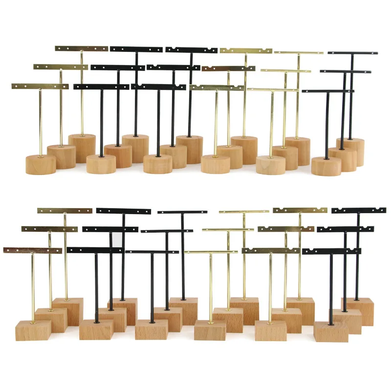 Top Trends: 3pcs / lot Jewelry Display For Earrings T-Bar Wooden Base Earrings Rack Holder Earrings Organizer Showcase Ear Studs Stand Shoppable Styles