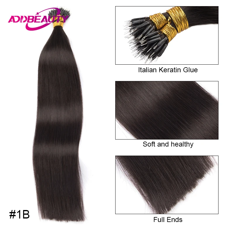 Top Trends: Straight Nano Rings Hair Extension 100% Natural Human Hair Extensions 0.8g / 1g / Strand 50pcs Fusion Hair Extension Ombre Blond Shoppable Styles