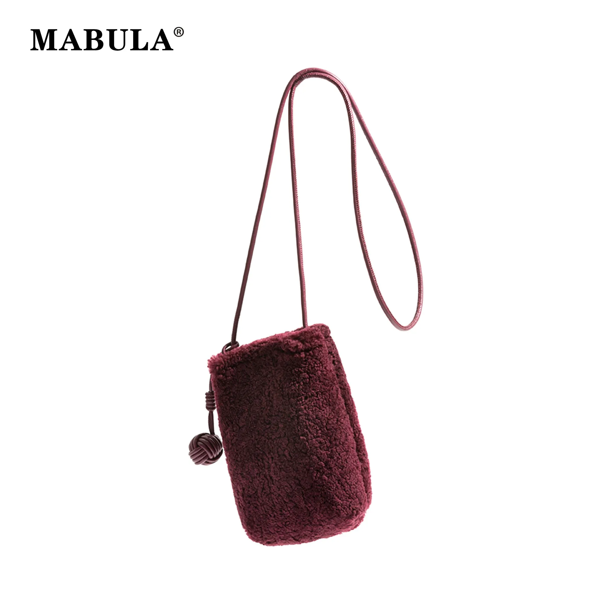 Top Trends: MABULA Genuine Lamb Wool Sling Cell Phone Purse Simple Stylish Plush Girls Crossbody Bag Mini Fuzzy Furry Shoulder Bag Shoppable Styles