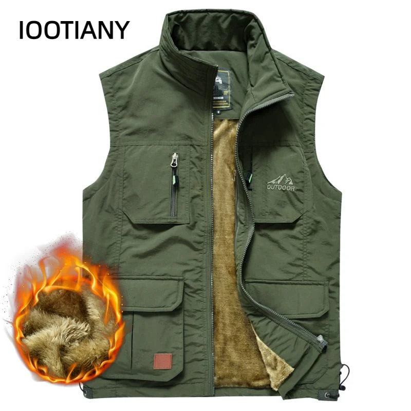 Top Trends: IOOTIANY Winter Men Fleece Warm Vest With Many Pockets Autumn Male Casual Thick Multi Pocket Waistcoat New Sleeveless Jacket Shoppable Styles