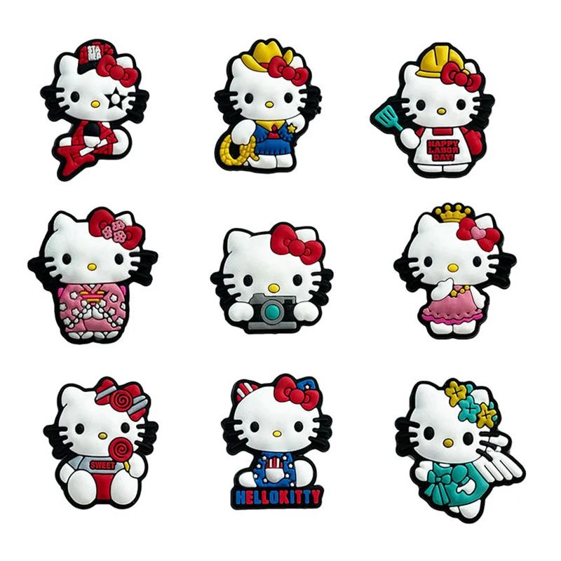 Top Trends: 1pcs Hello Kitty Cartoon Shoe Charms PVC Souvenir Shoe Buckle Wholesale Accessories Decorations Girls X-mas Gifts Wholesale Shoppable Styles