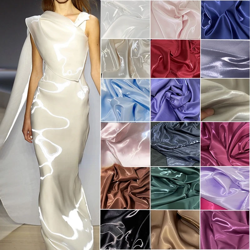 Top Trends: 100% Polyester Crystal Silk Satinre Flective Fabric Dresses Satin Wedding Dress Stiff Fabric Liquid Model Design Cloth Printable Shoppable Styles