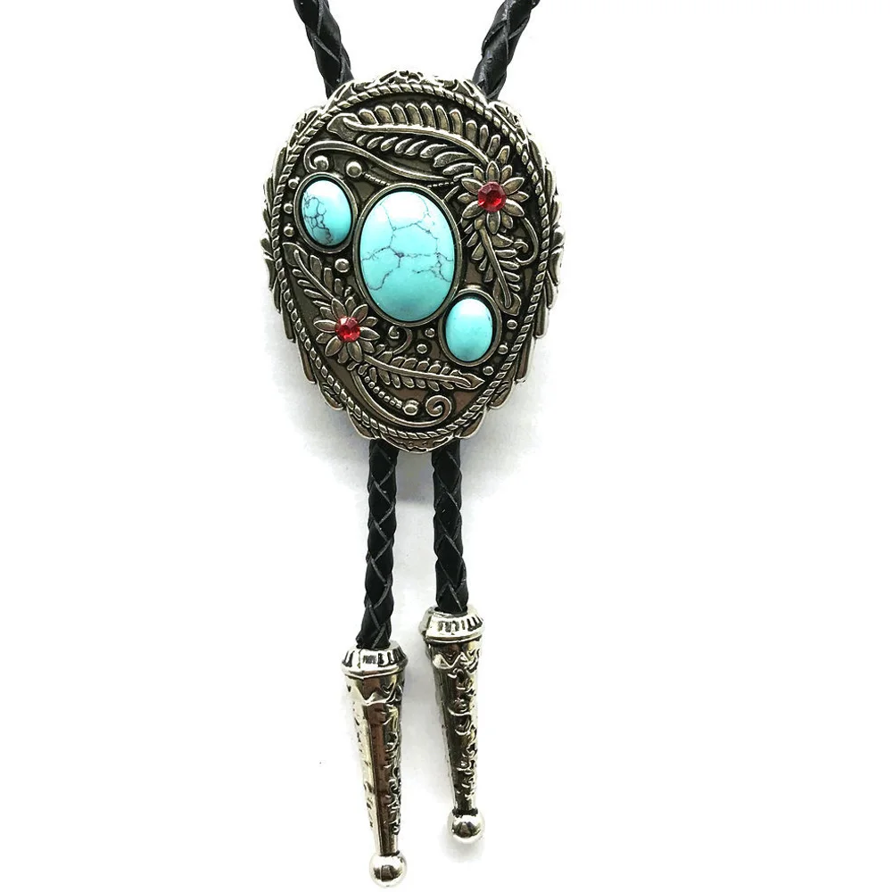 Top Trends: Western Cowboys Bolo Tie For Men Cheapify Dropshipping Novelty Turquoise Alloy Creative Genuine Leather Rope Women Necktie Shoppable Styles