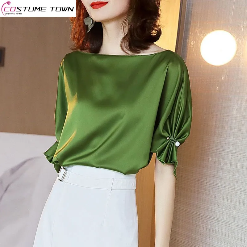 Top Trends: Spring And Summer 2023 New Light Luxury Drape Shirt Mercerized Satin Acetate Fabric Top Short Sleeve Loose And Thin Shoppable Styles