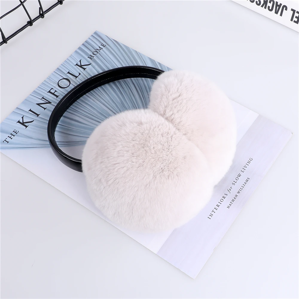 Top Trends: Natural 100% Rex Rabbit Fur Earmuff Women&#039;s Autumn And Winter Warm Earmuffs Ear Cover Ear Warmer Ear Muffs Winter Leather Band Shoppable Styles