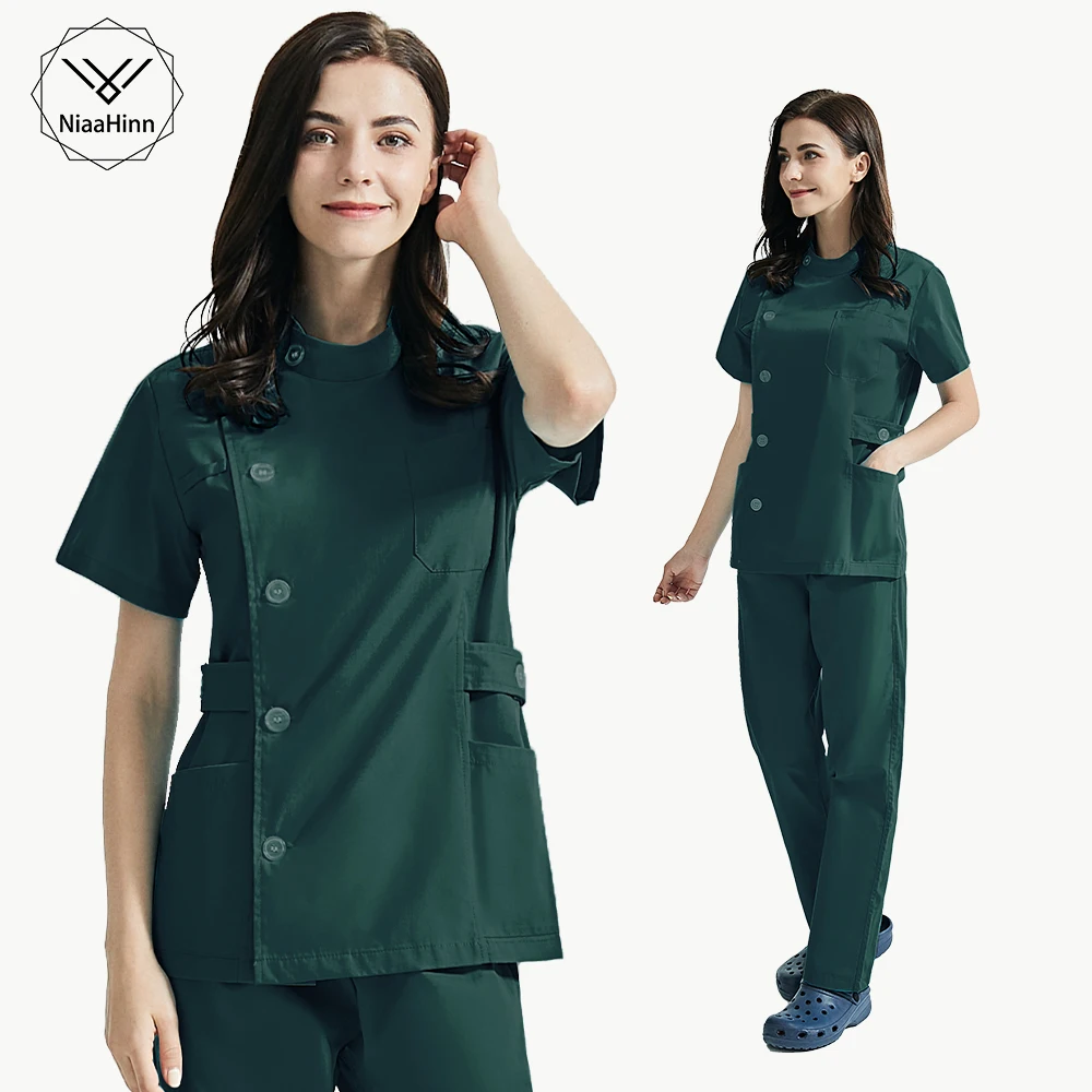 Top Trends: Uniforms Nurse Women Short Sleeve Clothes Scrubs Nursing Slim Pocket Nursing Workers Top Pants Vet Uniforms Nursing Scrub Suit Shoppable Styles