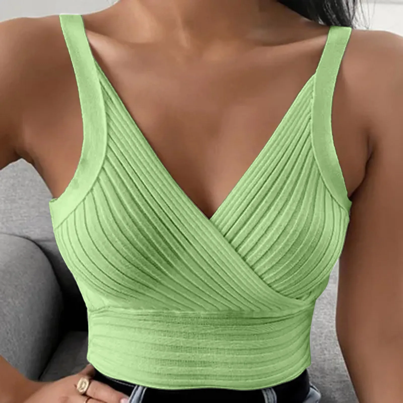 Top Trends: Ladies Solid Color Straps Knitted Tops Female Knitwear Tank Tops Sexy Women Off Shoulder Cropped Tops For Summer Shoppable Styles