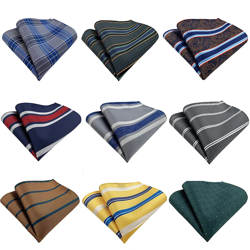 Top Trends: 25CM Mens Pocket Square Fashion Handkerchief Striped Hanky Men Suit Chest Towel Accessories For Business Wedding Party Gift Shoppable Styles