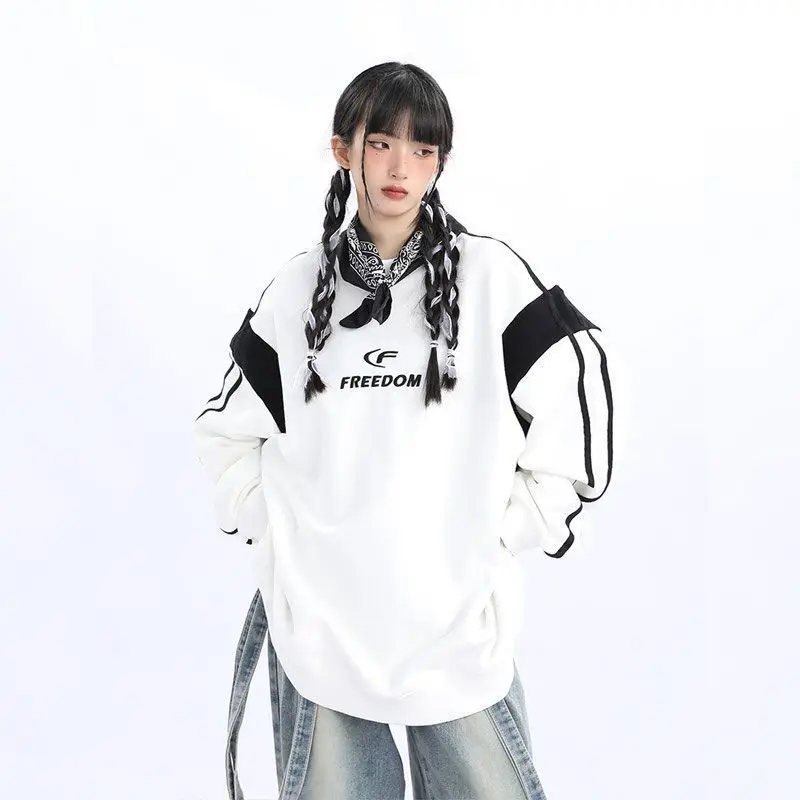 Top Trends: Autumn New American Retro Round-neck Sweatshirts For Men And Women Loose And Versatile Printed National Fashion Couple Niche Top Shoppable Styles