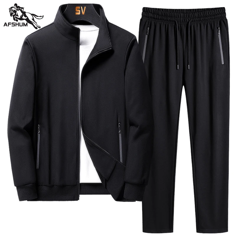 Top Trends: Tracksuit Men Set Size M-5XL 6XL 7XL 8XL Men&#039;s 2 Pieces Sets Spring Autumn New Middle Age Casual Tracksuits Solid Color Set 881 Shoppable Styles