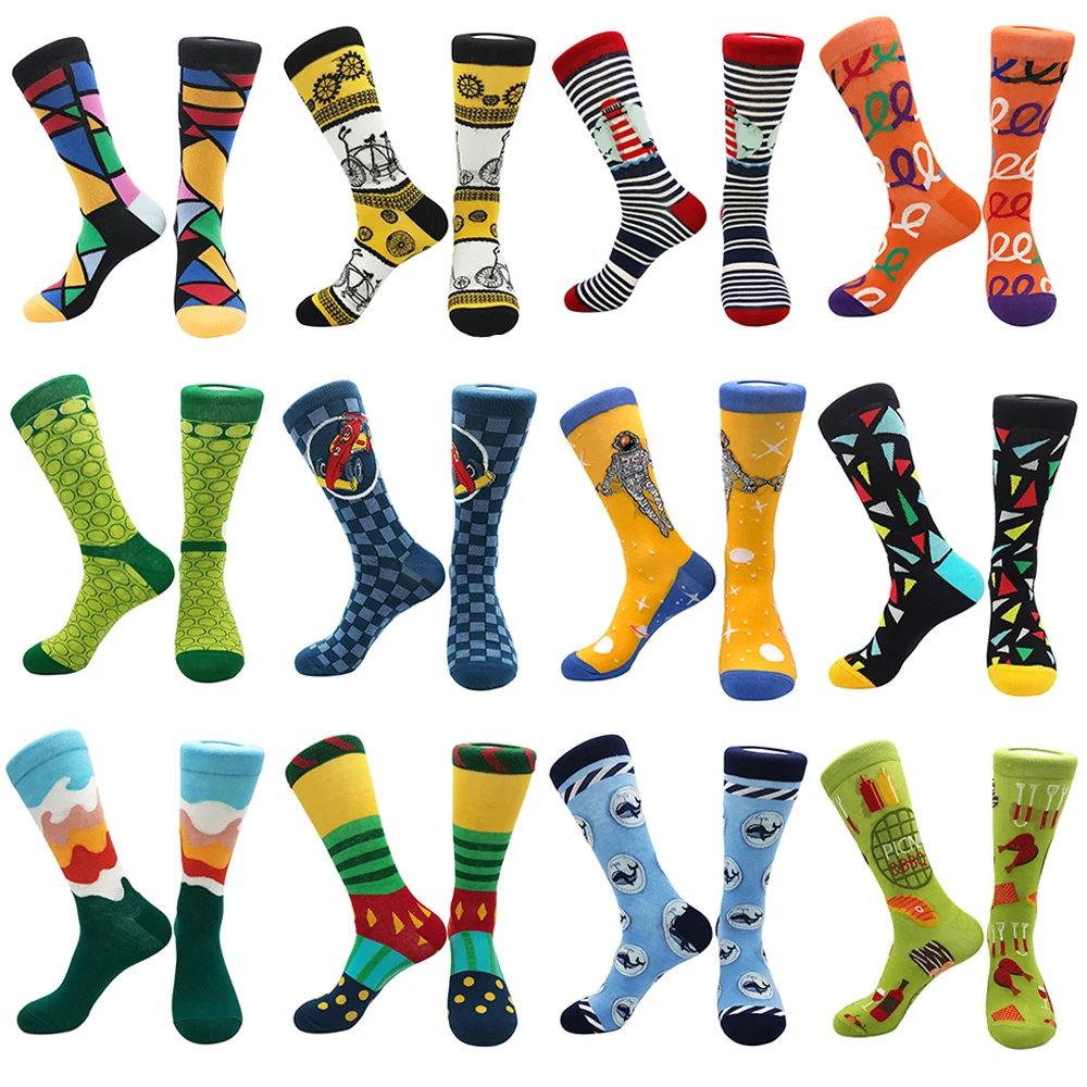 Top Trends: 2023 Autumn And Winter New Products Men's Cotton Socks Personality Funny Cartoon Geometric Breathable Sports Socks Men's Shoppable Styles