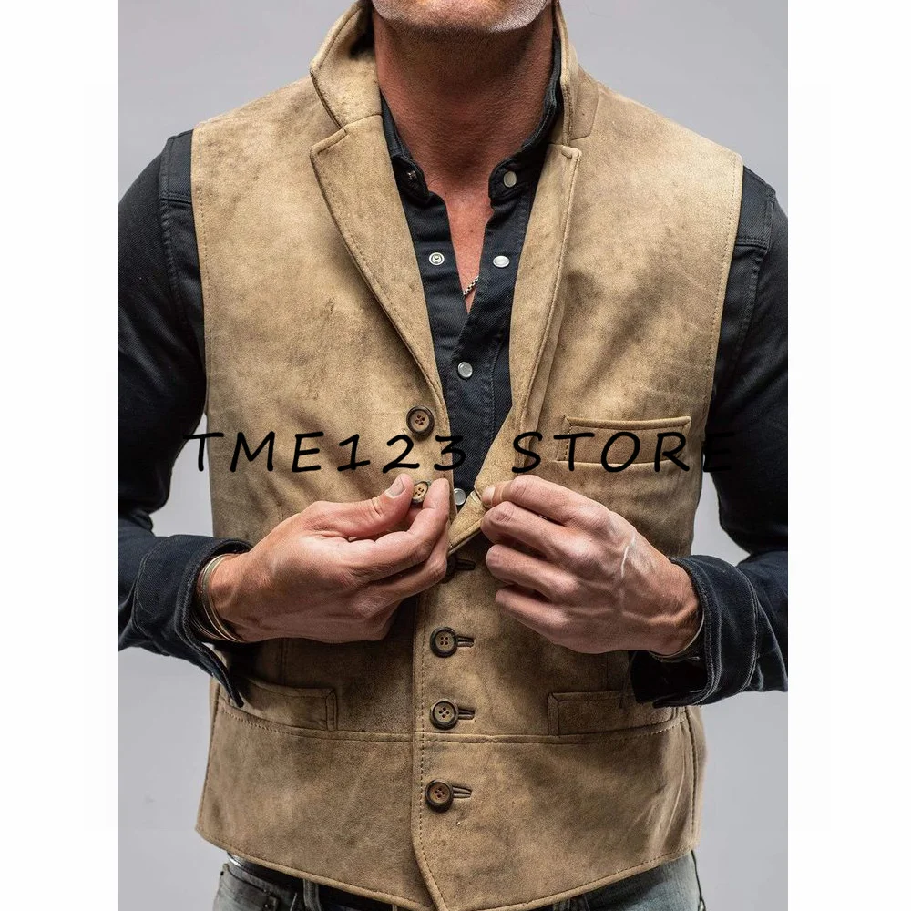 Top Trends: Men&#039;s Suede Vest V-neck Single Breasted Fashion Suit Jackets Men&#039;s Suits For Wedding Vest Man Dress Cufflinks Male Clothes Vests Shoppable Styles