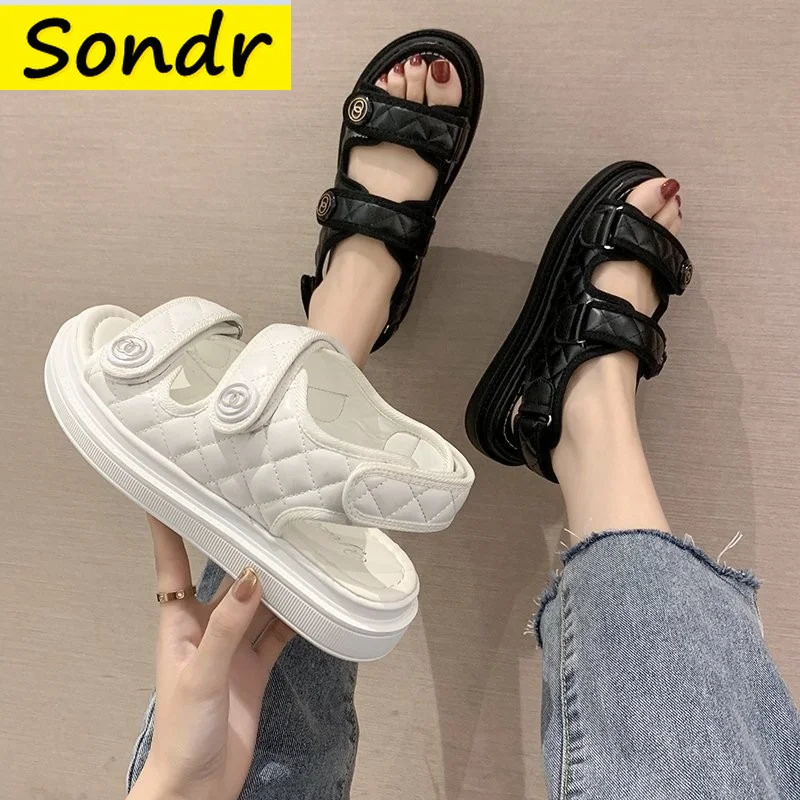 Top Trends: Sports Women Sandals Ins Hot Sale Summer Student Female Sandals Women's Casual Shoes Designer Sandals Thick Flat Sandals Shoppable Styles