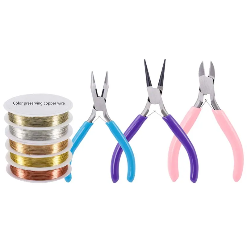 Top Trends: 8pcs Jewelry Making Tools Set With Plier , Round Nose Plier, Copper Wire Beading Tool Kit For Bracelet Necklace DIY Accessories Shoppable Styles