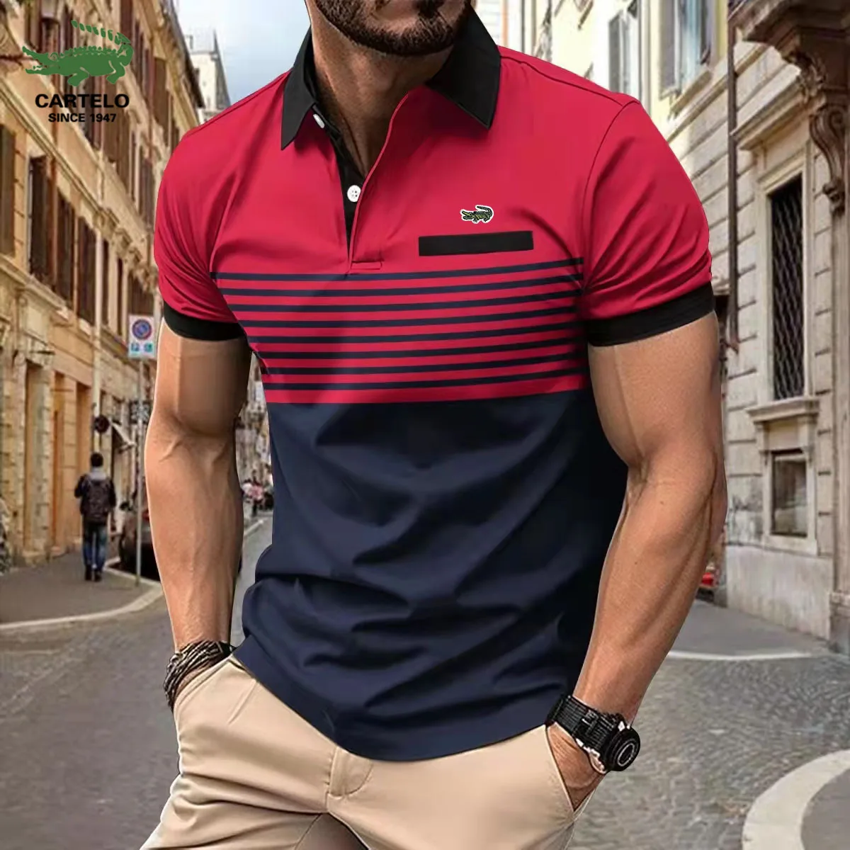 Top Trends: CARTELO High Street New Brand Stripe Polo Shirt Spring / Summer Street Motorcycle Men&#039;s Polo Shirt Business Office Top Shoppable Styles